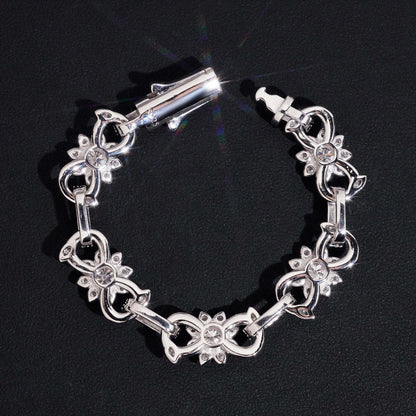 13mm Moissanite Cuban Link Bracelet – S925 Sterling Silver Iced-Out Hip Hop Men’s Jewelry with Figure-8 Flower Clasp - CaratixJewelry