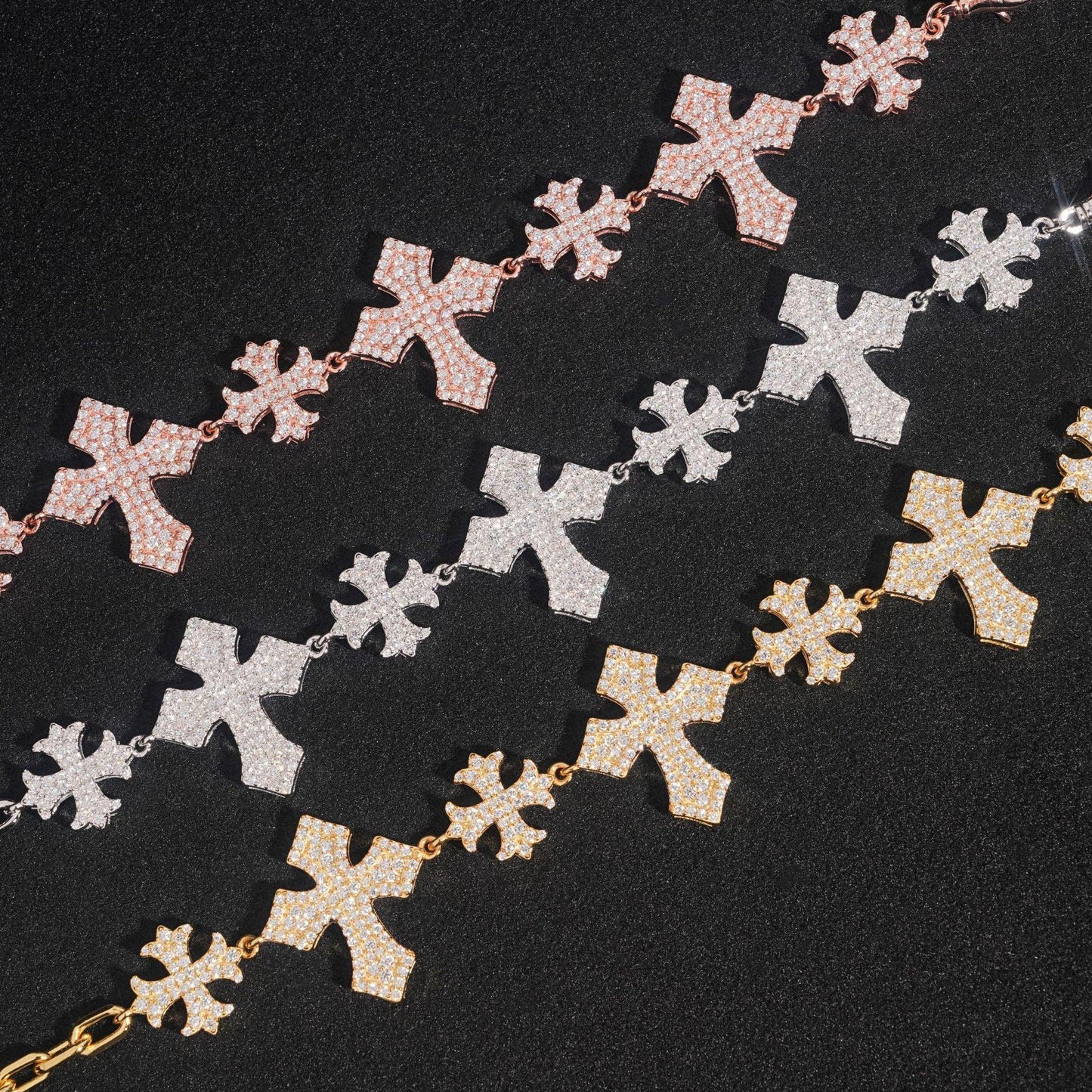 Moissanite Cross Bracelet for Men in S925 Sterling Silver Hip Hop Style - CaratixJewelry