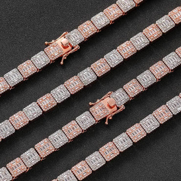Iced Out Candy Chain Necklace Baguette Zircon Bling Jewelry for Men | Caratix Jewelry - CaratixJewelry