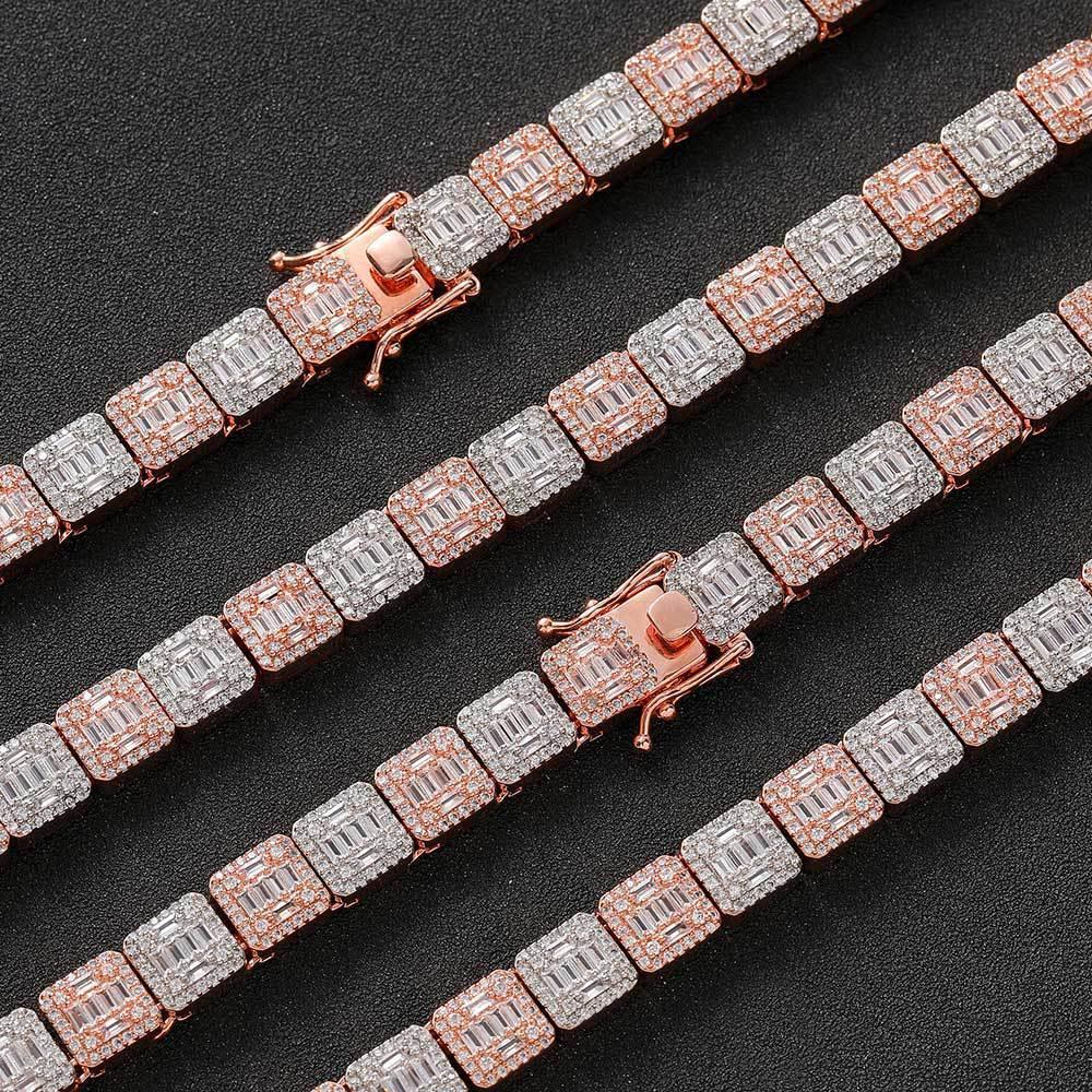 Iced Out Candy Chain Necklace Baguette Zircon Bling Jewelry for Men | Caratix Jewelry - CaratixJewelry