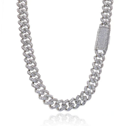 18mm Moissanite Cuban Link Chain for Men – S925 Sterling Silver Luxury Hip Hop Necklace - CaratixJewelry