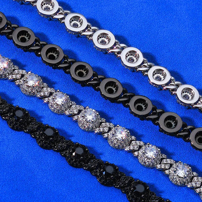 7.5mm Bead Cuban Bracelet Zircon Gold Chain Rapper Style for Men | Caratix Jewelry - CaratixJewelry