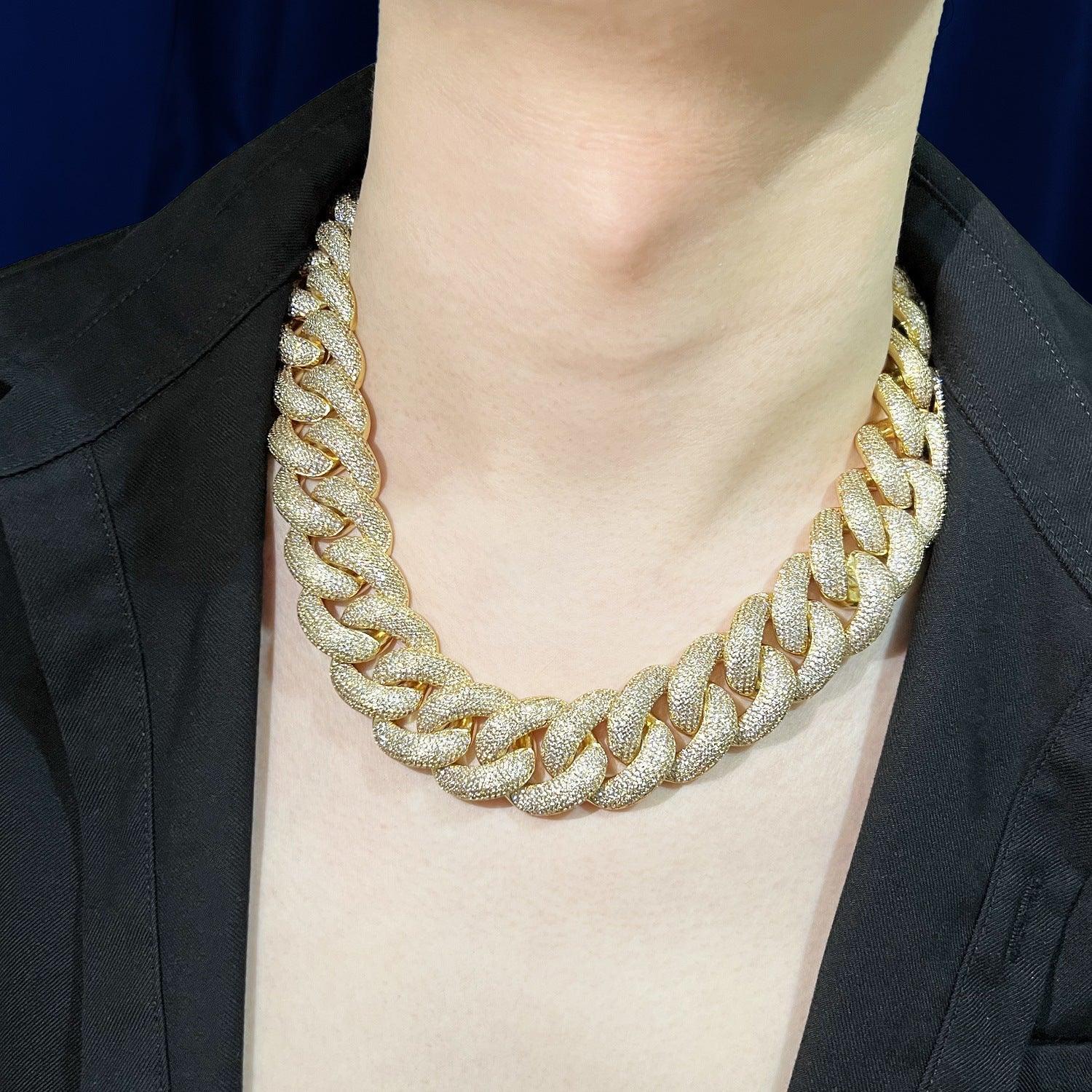 25mm Iced Out Bubble Cuban Chain Necklace with Copper & Zircon - CaratixJewelry