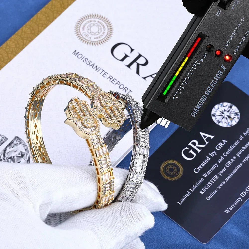 Hand of Fatima S925 Silver Moissanite Bracelet for Men | Caratix Jewelry - CaratixJewelry