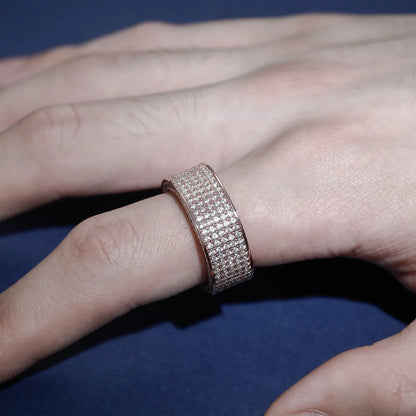 Five-Row Iced Out Band | Unisex Cold Aesthetic Micro-Pave Ring | Caratix