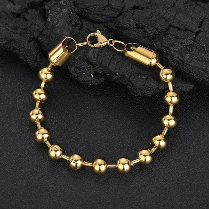 8mm Bead Chain Bracelet with Stainless Steel and 18K Gold for Men | Caratix Jewelry - CaratixJewelry