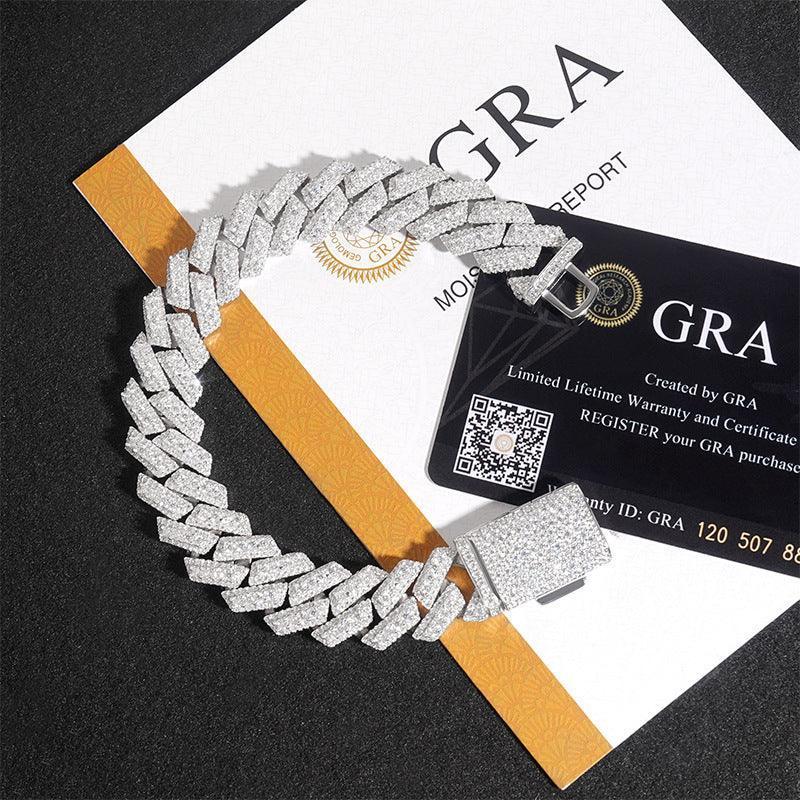 15mm Moissanite Cuban Link Chain | Gold-Plated 925 Silver Necklace - CaratixJewelry