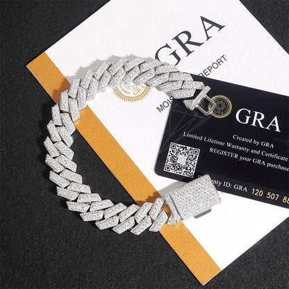 15mm Moissanite Cuban Link Chain | Gold-Plated 925 Silver Necklace - CaratixJewelry