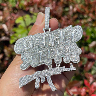 Men's Pistol Necklace | Premium Copper CZ Drill Music Jewelry - CaratixJewelry