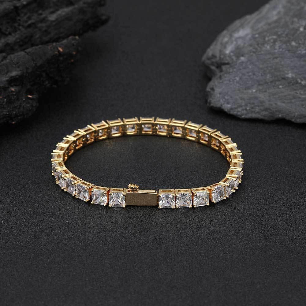 Custom 5.5mm Square Tennis Chain | High-End Hip Hop Bling Bracelet | Caratix - CaratixJewelry