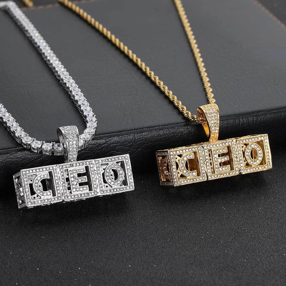 Hollow Square Letter Pendant Necklace with Micro-Pave Zircon for Men and Women | Caratix Jewelry - CaratixJewelry