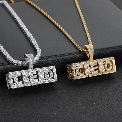 Hollow Square Letter Pendant Necklace with Micro-Pave Zircon for Men and Women | Caratix Jewelry - CaratixJewelry