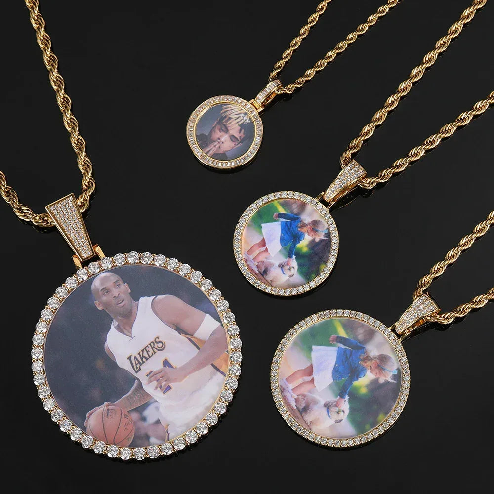 Custom Photo Pendant Hip Hop Necklace with Copper Frame and Zircon for Men | Caratix Jewelry - CaratixJewelry