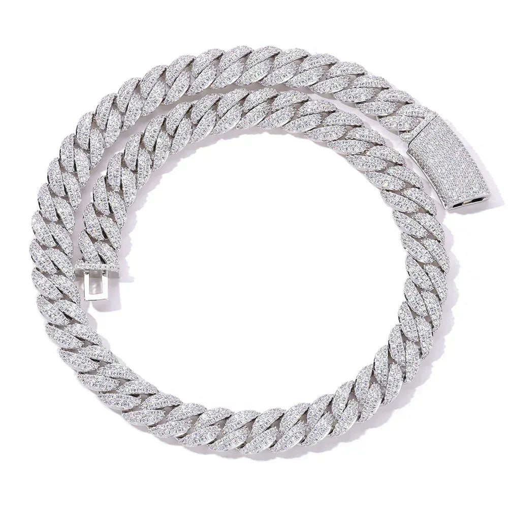 13mm Bubble Moissanite Cuban Link Chain – S925 Sterling Silver Iced-Out Hip Hop Men’s Luxury Streetwear Necklace - CaratixJewelry