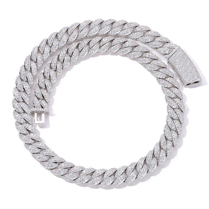 13mm Double Row Bubble Cuban Chain Rapper Iced Out Necklace - CaratixJewelry