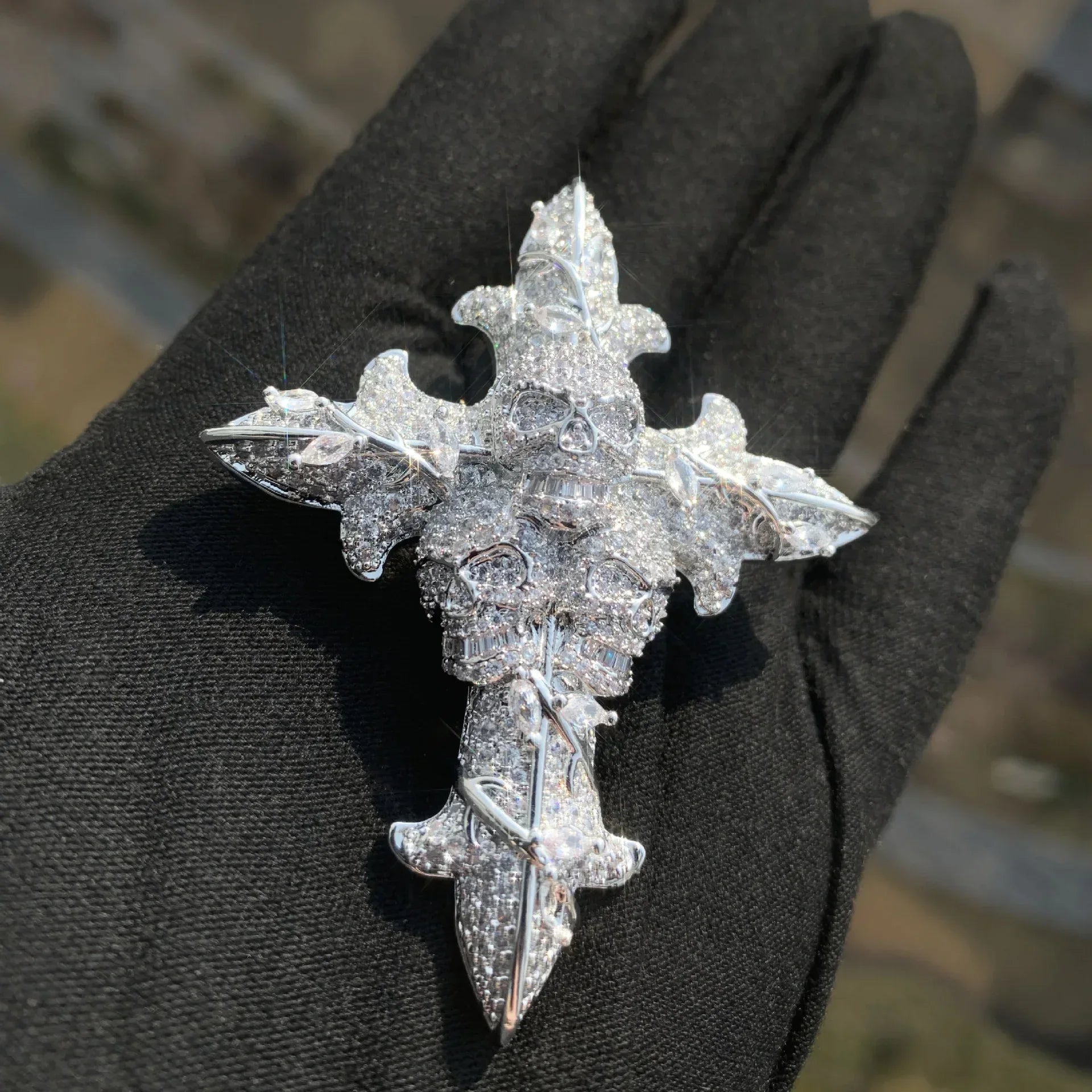 Iced Out Skull Cross Pendant Necklace – Hip Hop CZ - CaratixJewelry