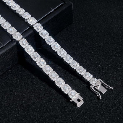 6mm Iced-Out Moissanite Box-Link Bracelet – 925 Sterling Silver Unisex Hip Hop Streetwear Jewelry - CaratixJewelry
