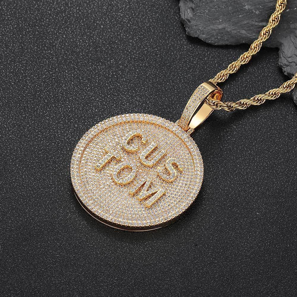 60mm Custom Letter Pendant Necklace with Full Zircon Stones for Men | Caratix Jewelry - CaratixJewelry
