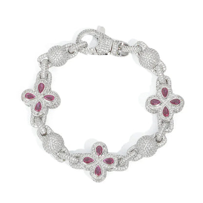 Multi-Color Clover Bubble Bracelet | Full Zircon Clasp 3D Ball Handpiece | Custom Rapper Chain Style | Caratix - CaratixJewelry