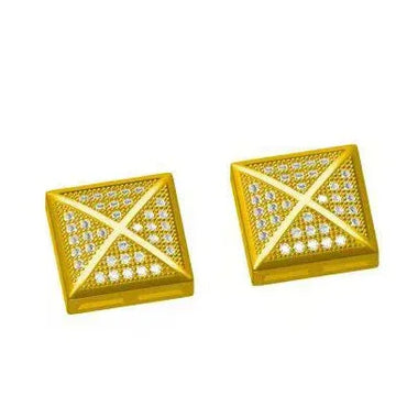 Square Stud Earrings with Zircon | Creative & Trendy Hip Hop Jewelry | Caratix Jewelry - CaratixJewelry