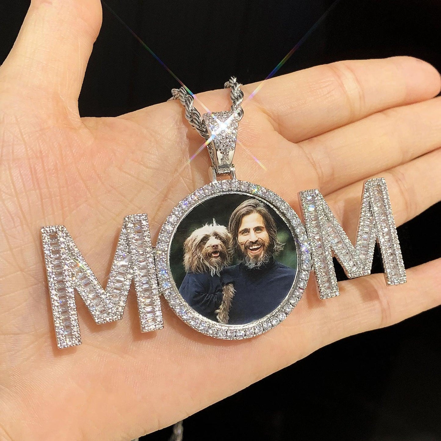 Photo Frame Epoxy Pendant | DIY Letter Round Custom Picture Hip Hop Necklace - CaratixJewelry