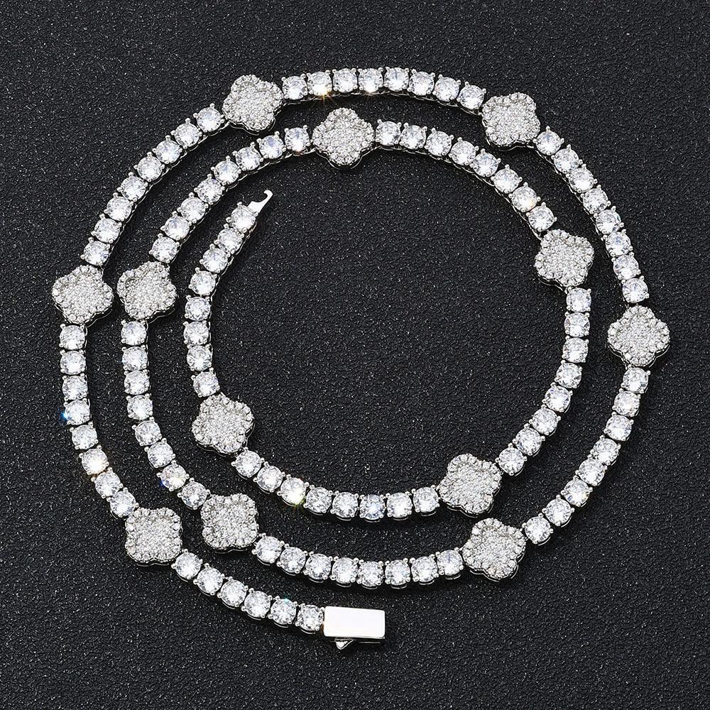 Zircon Tennis Chain Necklace with Spring Clasp Four-Prong Setting for Men | Caratix Jewelry - CaratixJewelry