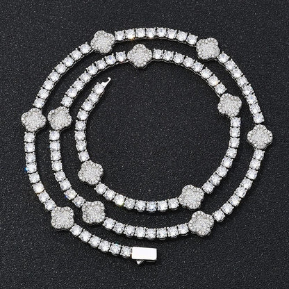 Zircon Tennis Chain Necklace with Spring Clasp Four-Prong Setting for Men | Caratix Jewelry - CaratixJewelry
