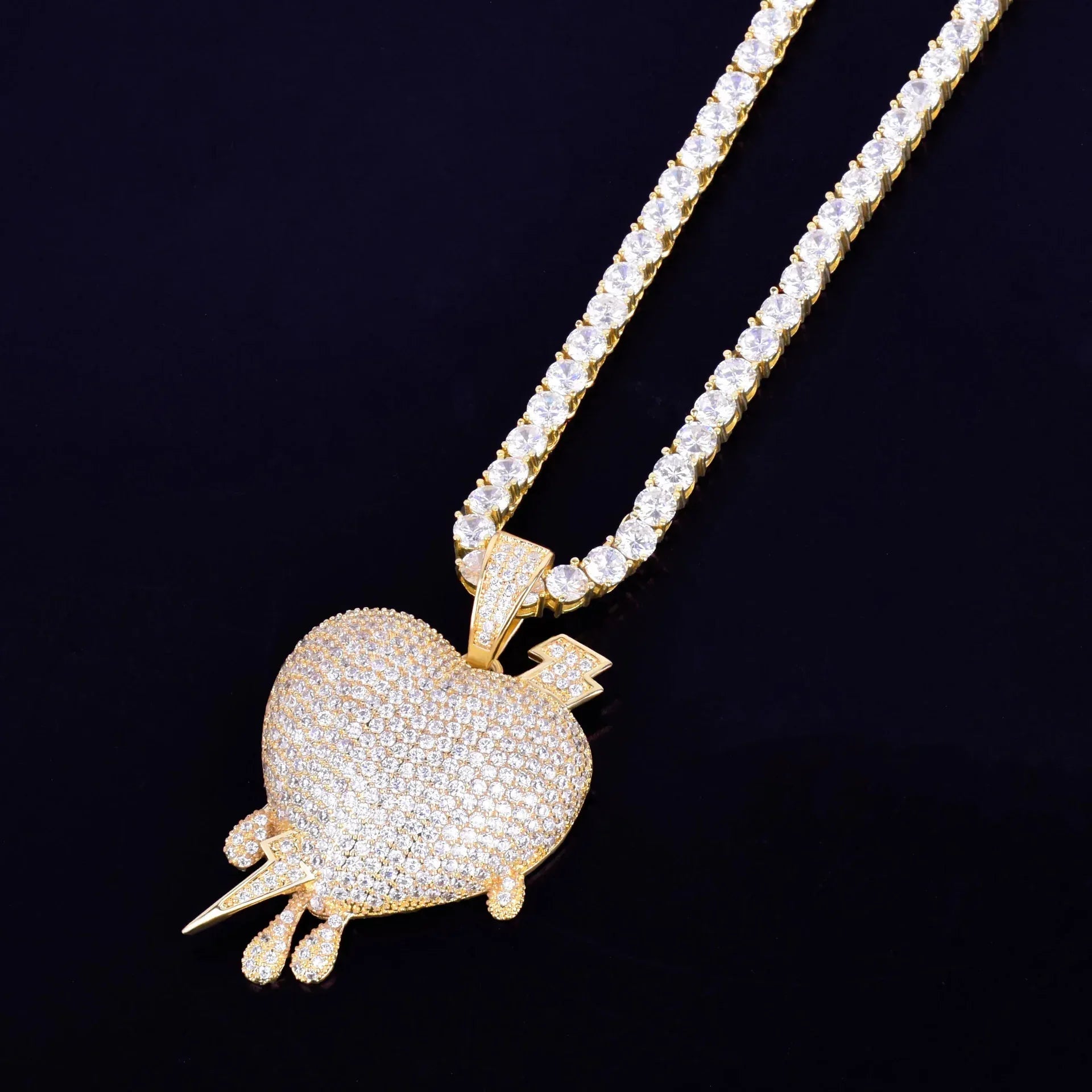 Men's Electric Love Necklace | Premium Copper CZ Streetwear Jewelry Caratix - CaratixJewelry