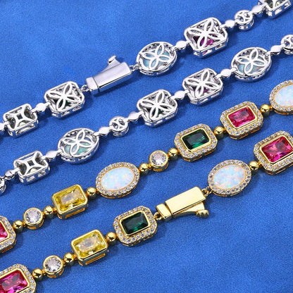 Colored Gemstone Moissanite Necklace – Custom S925 Sterling Silver Luxury Women’s Clavicle Chain Jewelry - CaratixJewelry