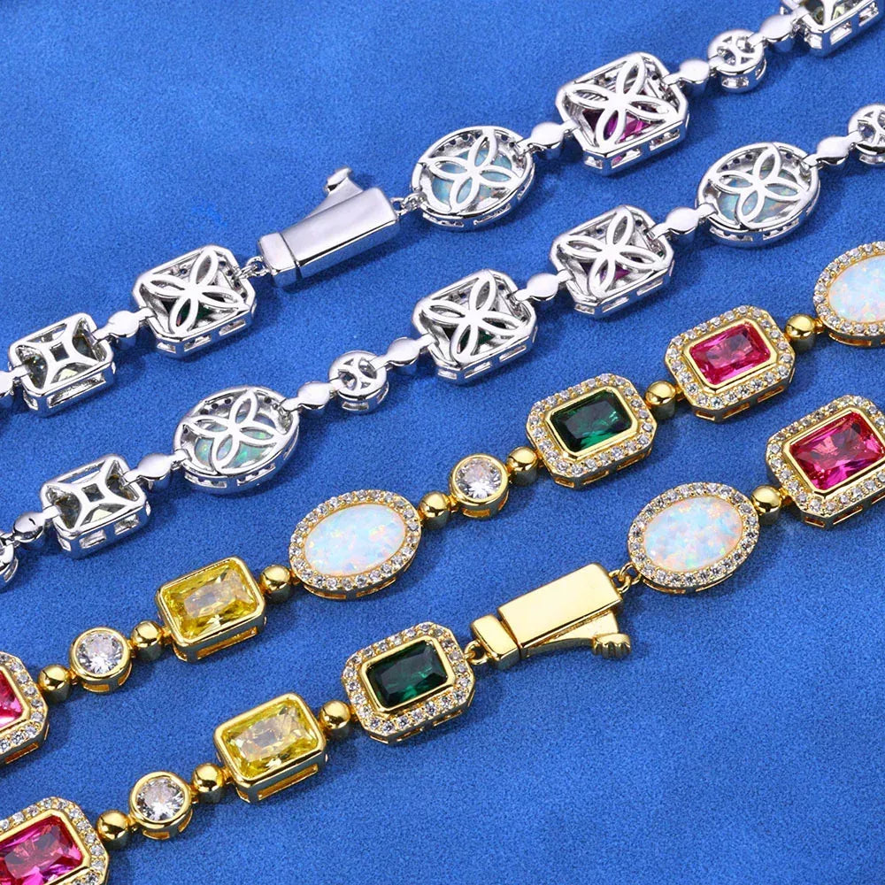Custom Colorful Gemstone Iced Out Chain for Women Rapper | Caratix - CaratixJewelry
