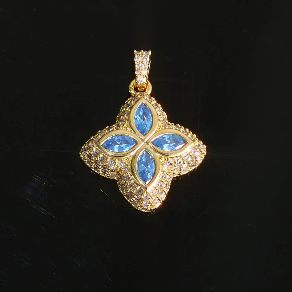 Colorful Four-Leaf Clover Pendant Necklace Full Zircon Hip Hop Jewelry for Men | Caratix Jewelry - CaratixJewelry