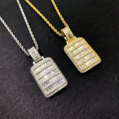 Men's Iced Out Square Tablet Pendant | Full Pave Zirconia Hip Hop Charm | Caratix