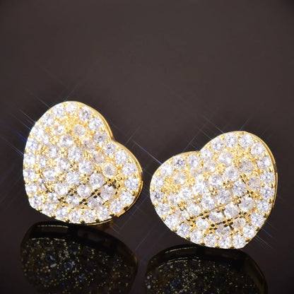 Heart Shaped Zircon Stud Earrings | Trendy & Fashionable Hip Hop Jewelry | Caratix Jewelry - CaratixJewelry