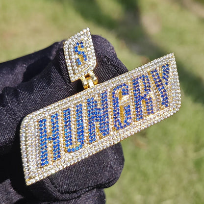 Huncry Letter Pendant Necklace | CZ Iced Out Hip Hop Streetwear Jewelry - CaratixJewelry