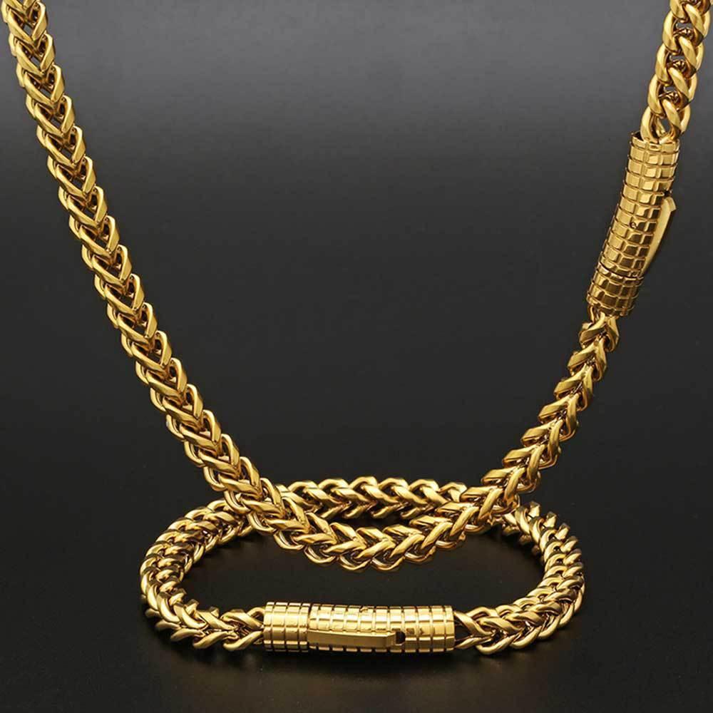 6mm Cuban Chain Necklace Stainless Steel Titanium Gold Chain Rapper Style | Caratix Jewelry - CaratixJewelry