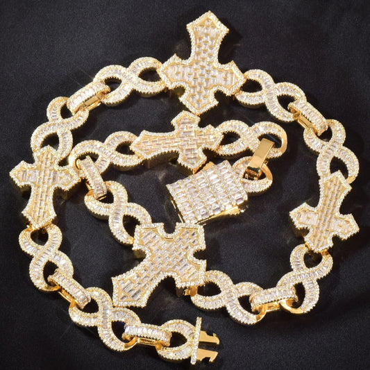 Iced Out Cross Pendant Copper Zircon Necklace for Men & Women | Caratix Jewelry - CaratixJewelry