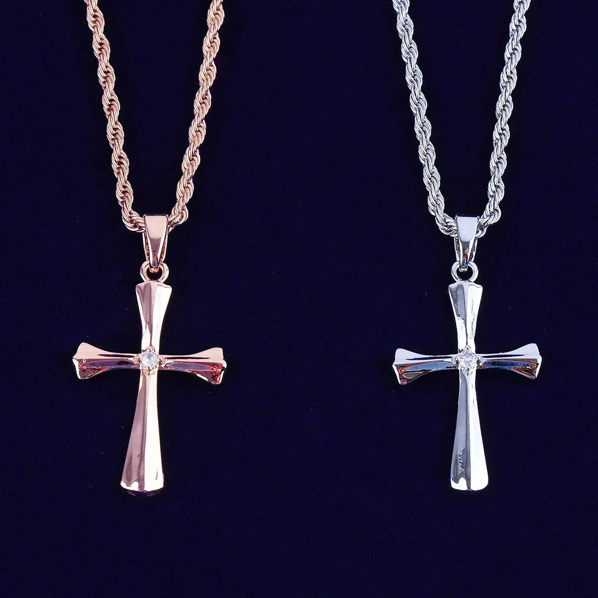 Sleek Iced Out Flat Cross Pendant | Women's Minimalist Hip Hop Necklace | Premium Copper CZ Modern Jewelry | Clean Aesthetic Bling | Caratix - CaratixJewelry
