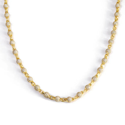 6mm Beaded Chain Necklace Zircon Hip Hop Jewelry for Men | Caratix Jewelry - CaratixJewelry