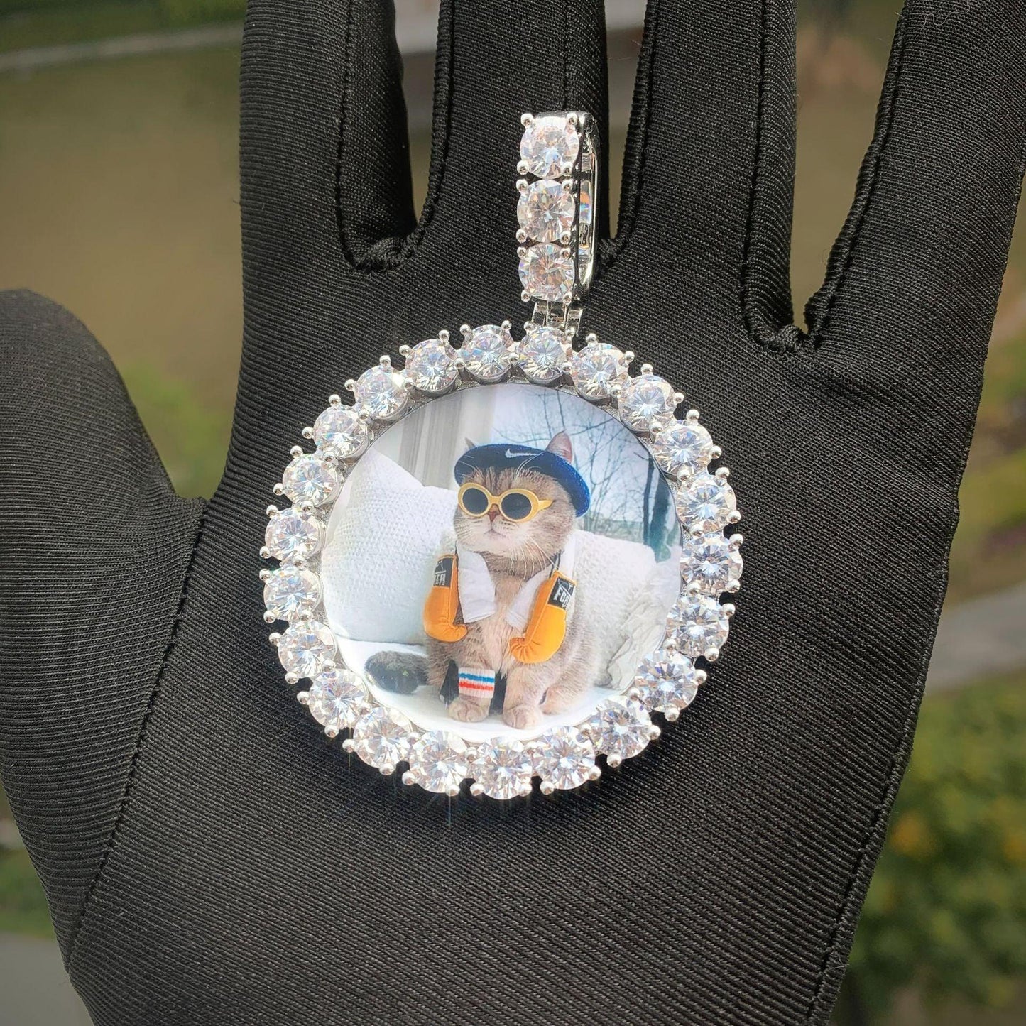 Custom Photo Pendant Necklace | Solid CZ Iced Out Hip Hop DIY Picture Jewelry - CaratixJewelry