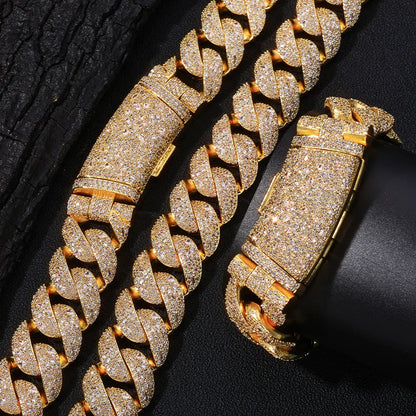 22mm Iced Out Custom Cuban Chain Necklace with Box Clasp - CaratixJewelry