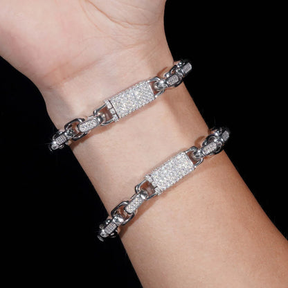 8mm Figure-Eight Cuban Link Bracelet S925 Silver | Moissanite Hip Hop Style - CaratixJewelry