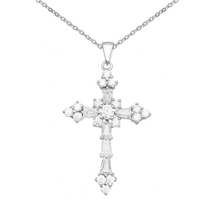 Luxury S925 Moissanite Crucifix Necklace - Passes Diamond Tester Clavicle Chain | Caratix