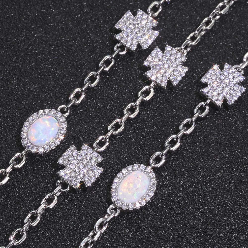 Custom Opal Cross Bracelet Iced Out Chain Style for Rapper | Caratix - CaratixJewelry