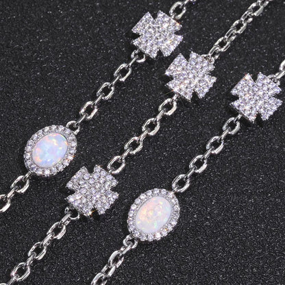 Custom Opal Cross Necklace & Bracelet Set | Hip Hop Jewelry for Men | Caratix - CaratixJewelry
