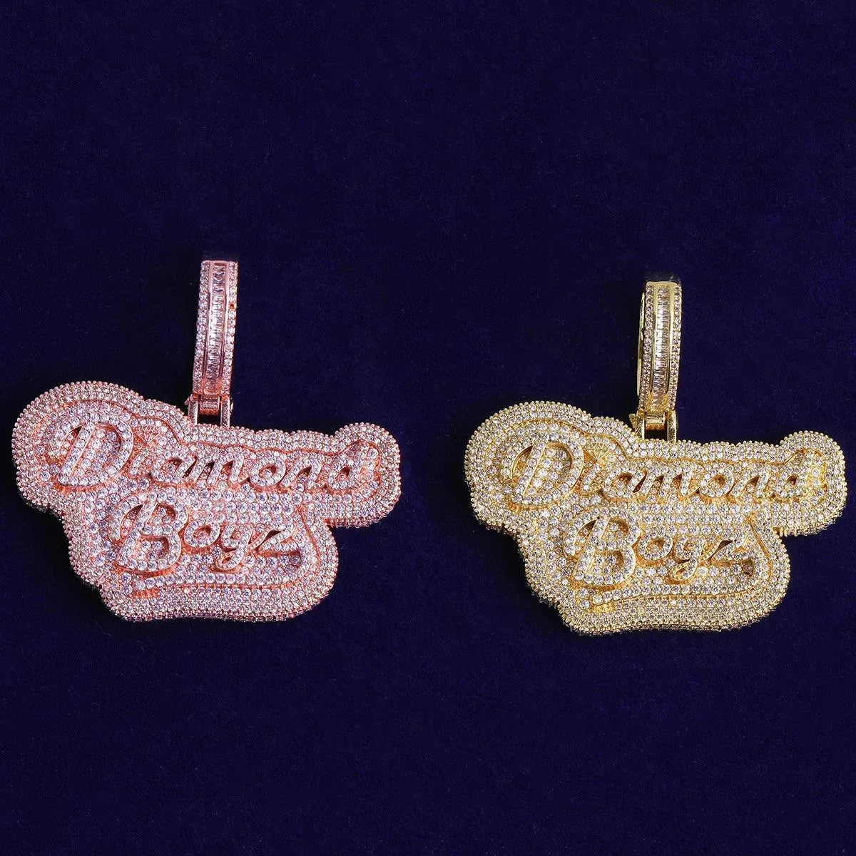 Iced Out " Boyz" Letter Pendant | Men's Real Copper CZ Necklace - CaratixJewelry