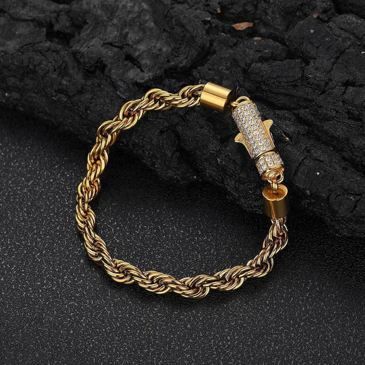 6mm Twist Rope Chain Stainless Steel Bracelet Caratix Jewelry - CaratixJewelry