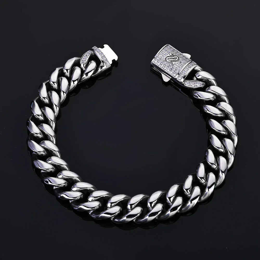 Custom Stainless Steel Round-Polished Cuban Bracelet Caratix - CaratixJewelry
