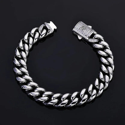 Custom Stainless Steel Round-Polished Cuban Bracelet Caratix - CaratixJewelry