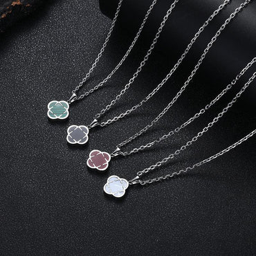 Minimal Floral Charm Pendant Necklace Stainless Steel for Women | Caratix Jewelry - CaratixJewelry