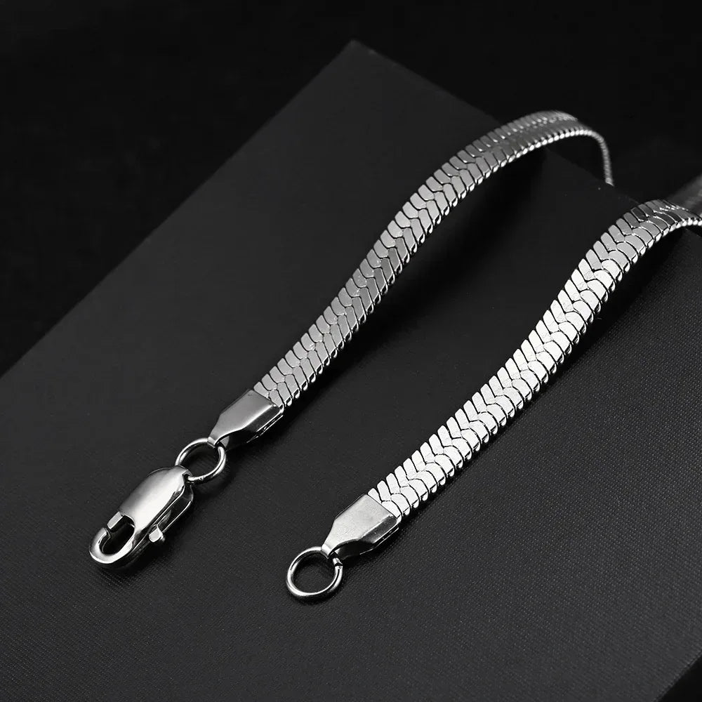 Custom ASAP Rocky Style Flat Snake Blade Chain | Stainless Steel Hip Hop Jewelry | Caratix - CaratixJewelry
